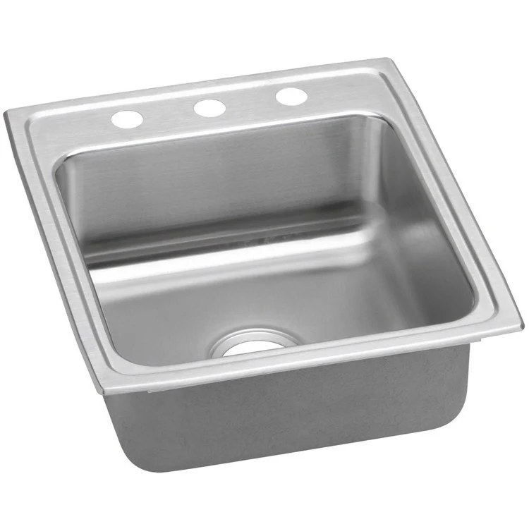 Kitchen Sink Lustertone Classic 19.5 x 22 Inch Single Bowl 2 Hole ADA Lustrous Satin Drop-In Rectangle Drain Location Rear Center Depth 6 Inch Quick Clip Mounting System Bottom Only Pads - Frankwebs