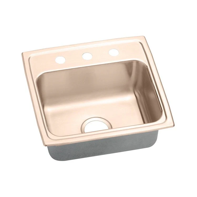 Kitchen Sink 19.5 x 19 Inch Single Bowl Copper Drop-In CuVerro Antimicrobial Copper Drain Location Center Full Spray Sides and Bottom - Frankwebs