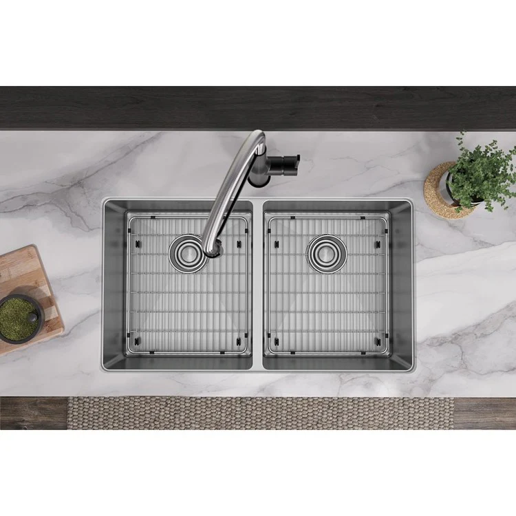 Kitchen Sink Crosstown 33 x 22 Inch Double Bowl Equal Kit Polished Satin Drop-In Undermount - Frankwebs