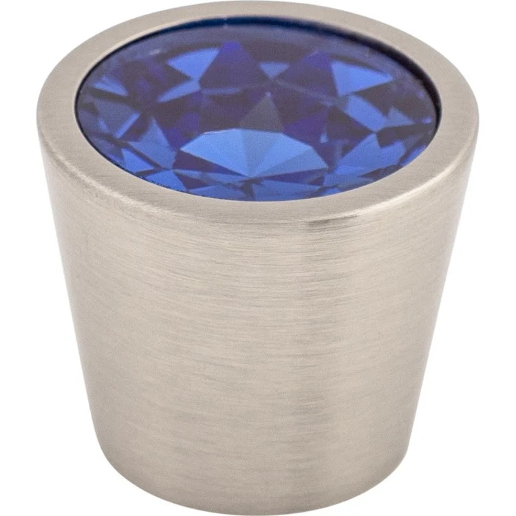 Knob Crystal Blue Conical for Decorative Hardware Brushed Satin Nickel Brass 13/16 Inch 3/4 Inch - Frankwebs