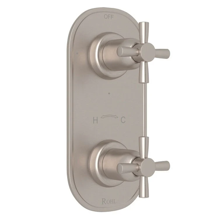 Thermostatic Trim Holborn 1/2 Inch with Diverter 2 Cross Satin Nickel Brass - Frankwebs