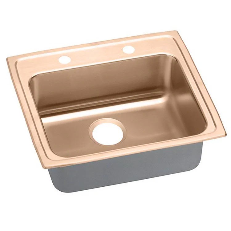 Kitchen Sink 25 x 21.25 Inch Single Bowl 2 Hole ADA Copper Drop-In Rectangle Drain Location Rear Center Depth 6 Inch Full Spray Sides and Bottom - Frankwebs