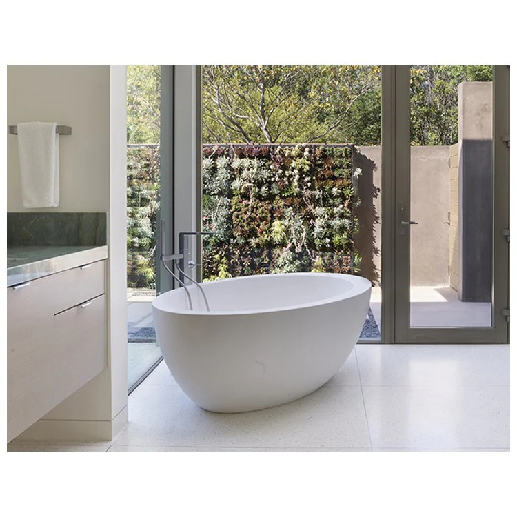 Soaking Tub Cascara 71 x 42 Inch Freestanding Center Biscuit Gloss Sculpturestone 80 Gallons 22-3/4 Inch - Frankwebs