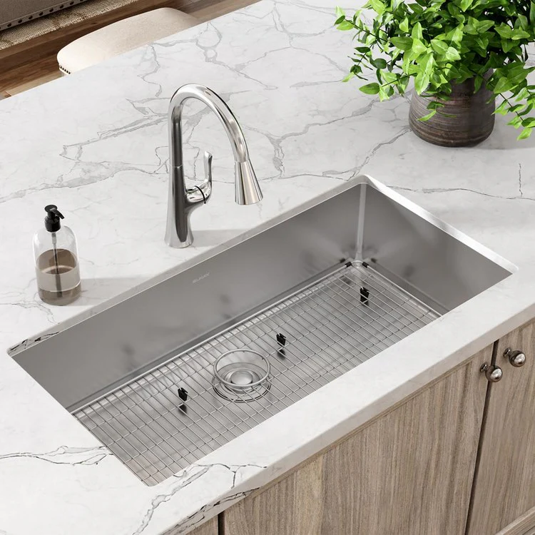 Kitchen Sink Crosstown 36.5 x 18.5 Inch Single Bowl Kit Polished Satin Undermount - Frankwebs