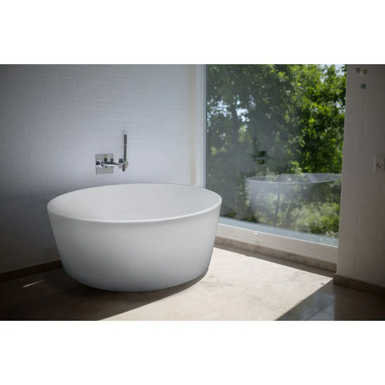 Soaking Tub Ston Collection Pearl 55 x 19 Inch Freestanding Tub Only Side Biscuit Hydroluxe SS - Frankwebs