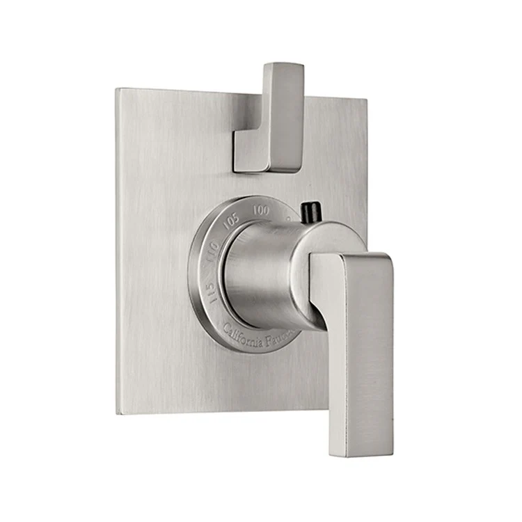 Thermostatic Trim Solimar Square with Single Volume Control 2 Lever Polished Chrome ADA for Requires Rough Valve TH51-R Or TH51D2-R Handles and Escutcheon Brass - Frankwebs