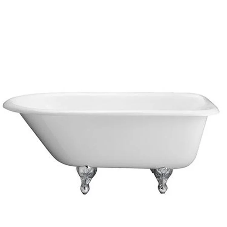 Freestanding Tub Ballard 57 Inch Roll Top Oval Cast Iron White/Brushed Nickel Ball and Claw Feet 7 Inch Center Faucet Holes - Frankwebs