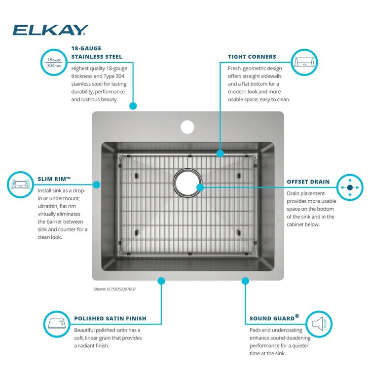 Kitchen Sink Crosstown 25 x 22 Inch Single Bowl Polished Satin Drop-In Undermount - Frankwebs