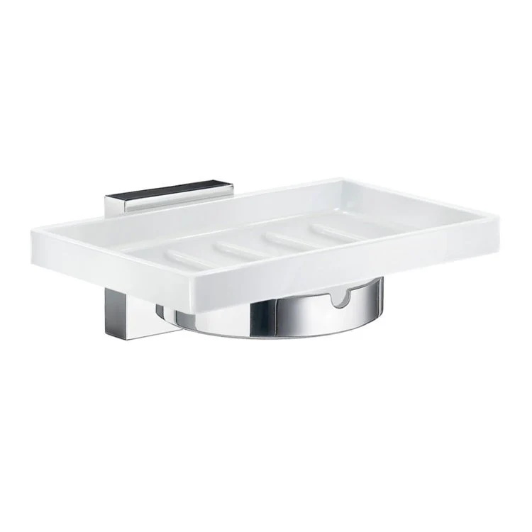 Soap Dish House with Holder Polished Chrome Wall Mount Rectangle Porcelain 4-5/6 x 1-7/9 x 3-3/4 Inch - Frankwebs