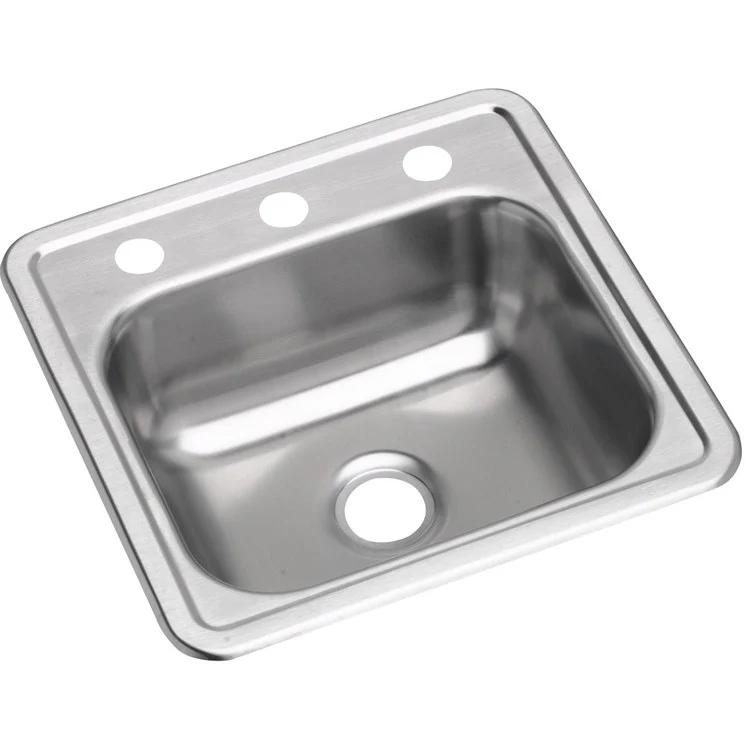 Bar Sink Dayton 15 x 15 Inch Single Bowl with Drain Opening 3 Hole ADA Satin Drop-In Square Drain Size 2 Inch - Frankwebs