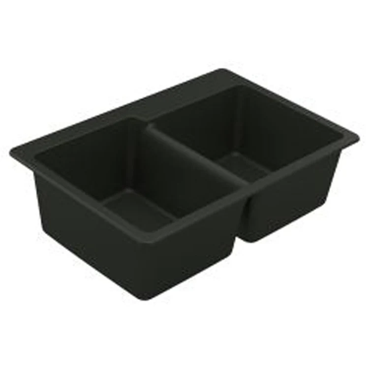 Kitchen Sink Granite Series 33 x 22 Inch 9-1/2 Inch Double Bowl Black Undermount or Drop In Rear Center Drain - Frankwebs