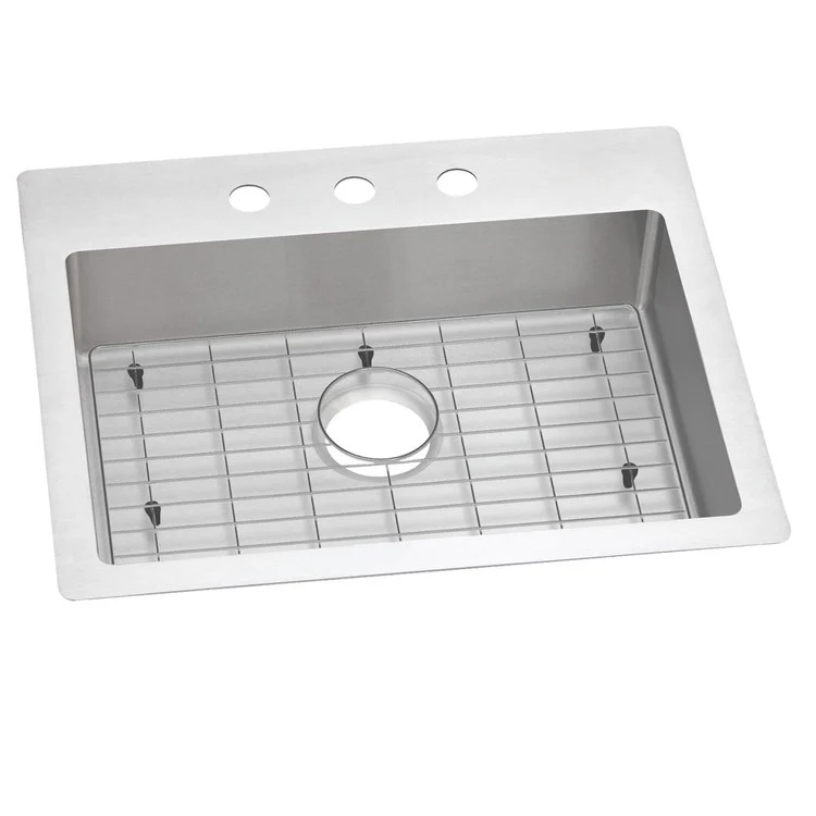 Kitchen Sink Crosstown 25 x 22 Inch Single Bowl 3 Hole ADA Polished Satin Drop-In Undermount Rectangle Drain Location Rear Center Depth 6 Inch Sound Guard - Frankwebs