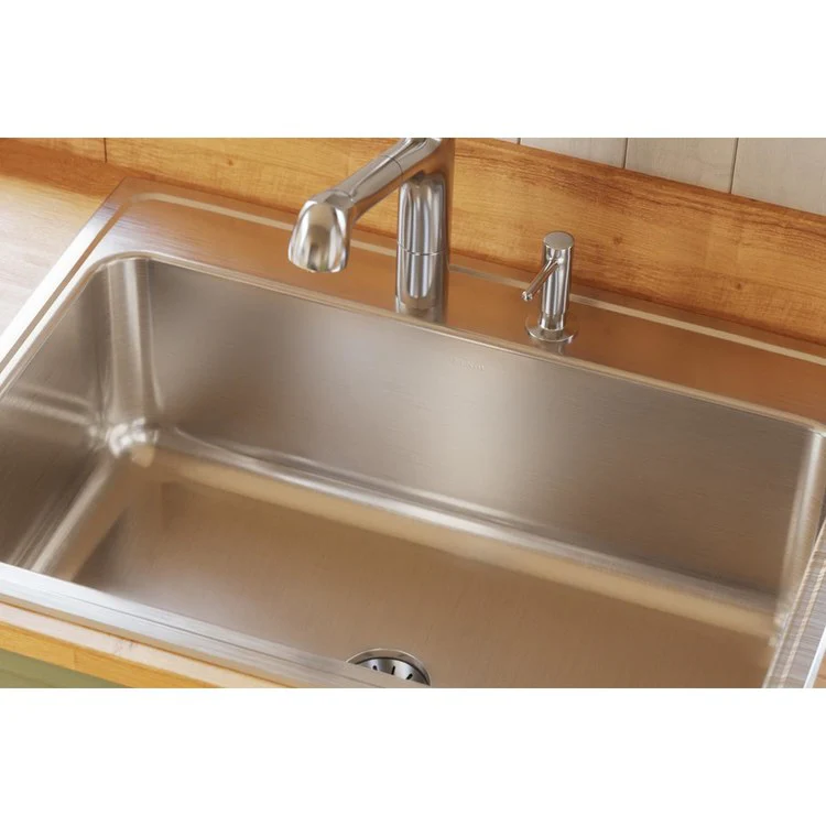 Kitchen Sink Lustertone Classic 31 x 22 Inch Single Bowl with Perfect Drain 5 Hole Lustrous Satin Drop-In 11-5/8 Inch - Frankwebs