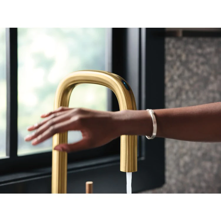 Kitchen Faucet Tenon 1 Lever ADA Brushed Gold High Arc 1 Hole Motion Control 1.5 Gallons per Minute - Frankwebs