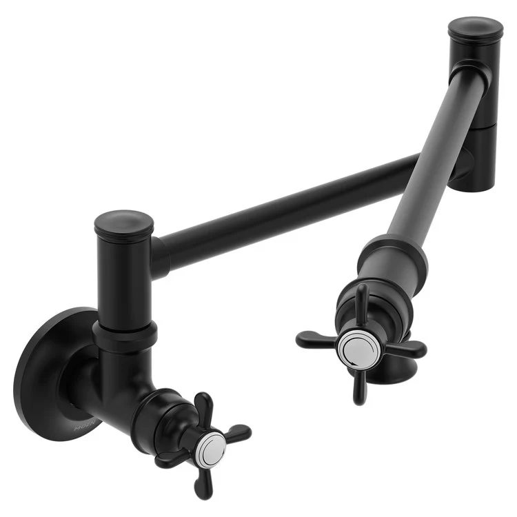 Pot Filler Weymouth Traditional 2 Lever ADA Matte Black 1 Hole 5.5 Gallons per Minute - Frankwebs
