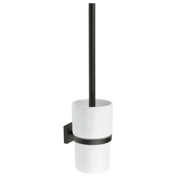 Toilet Brush House Round Matte Black/White Wall Mount 1-3/4 x 15 Inch - Frankwebs