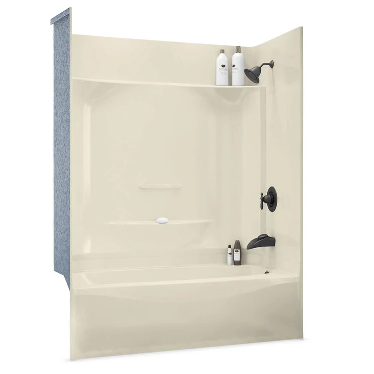 Tub and Shower Module 59-7/8 x 32 x 79-1/4 Inch AcrylX Left Hand Biscuit 4 Pieces - Frankwebs