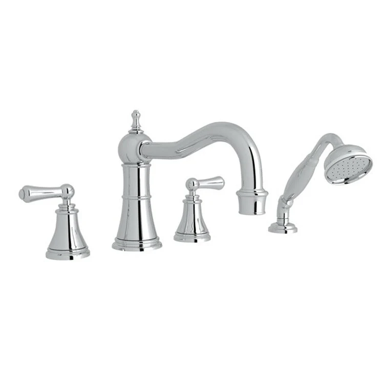 Tub Filler Georgian Era Deck Mount with Handshower 2 Lever Column Spout Polished Chrome - Frankwebs