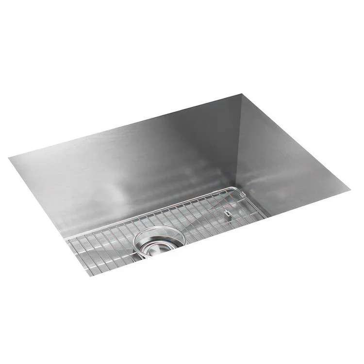 Sink Kit Crosstown 23.5 x 18.25 Inch Single Bowl Polished Satin Bottom Grid Strainer Drain Cleanser Towel Cloth Bag Geometric Design Offers Straight Sidewalls and a Flat Bottom for a Modern Look and More Usable Space - Frankwebs