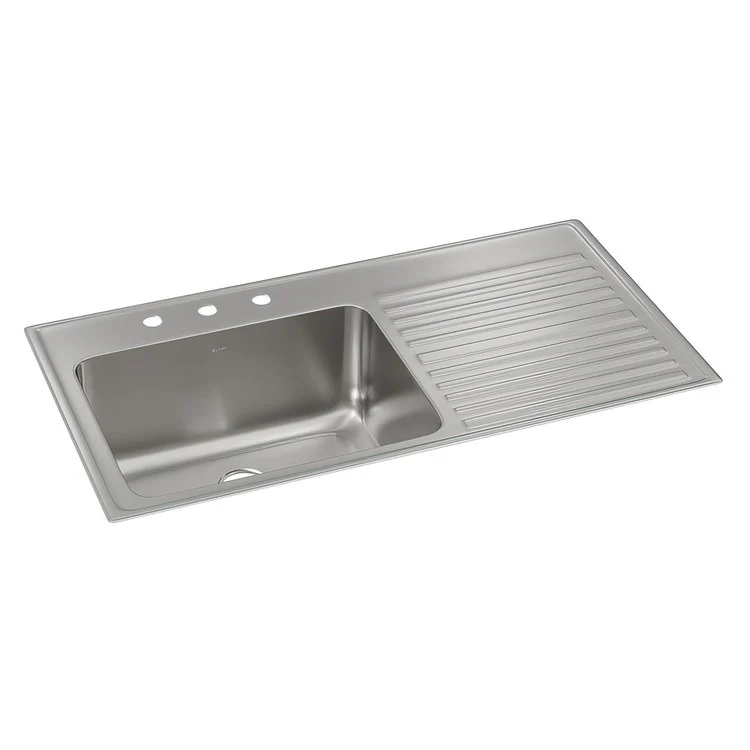 Kitchen Sink Lustertone Classic 43 x 22 Inch Single Bowl with Right Drainboard 3 Hole Lustrous Satin Drop-In - Frankwebs