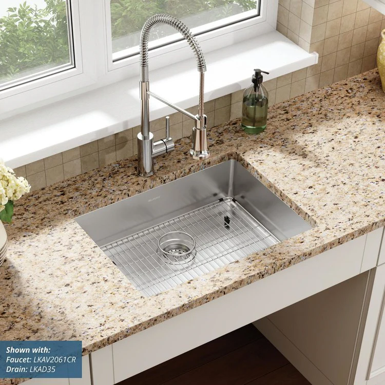 Kitchen Sink Crosstown 25 x 22 Inch Single Bowl 1 Hole ADA Polished Satin Drop-In Undermount Rectangle Drain Location Rear Center Depth 6 Inch Sound Guard - Frankwebs