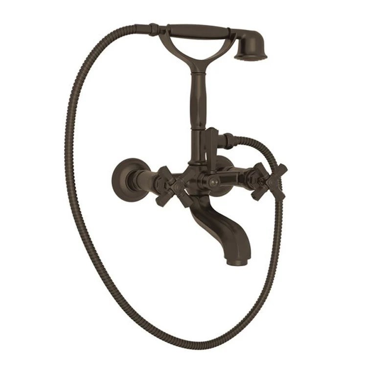 Tub Filler Palladian Wall Mount with Handshower 3 Cross Tuscan Brass - Frankwebs