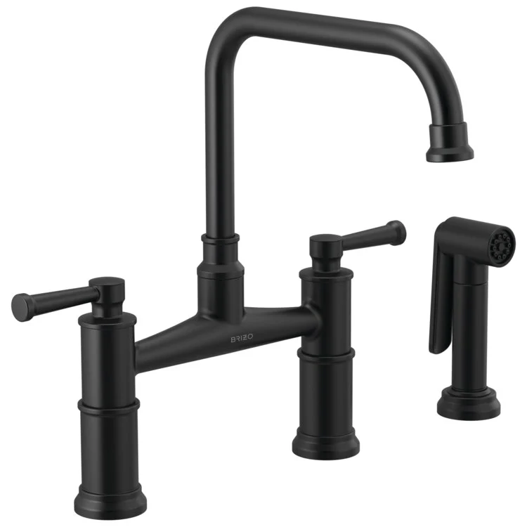 Artesso High Arc Two Handle Widespread Bridge Kitchen Faucet with Sprayer and Lever Handles - Frankwebs