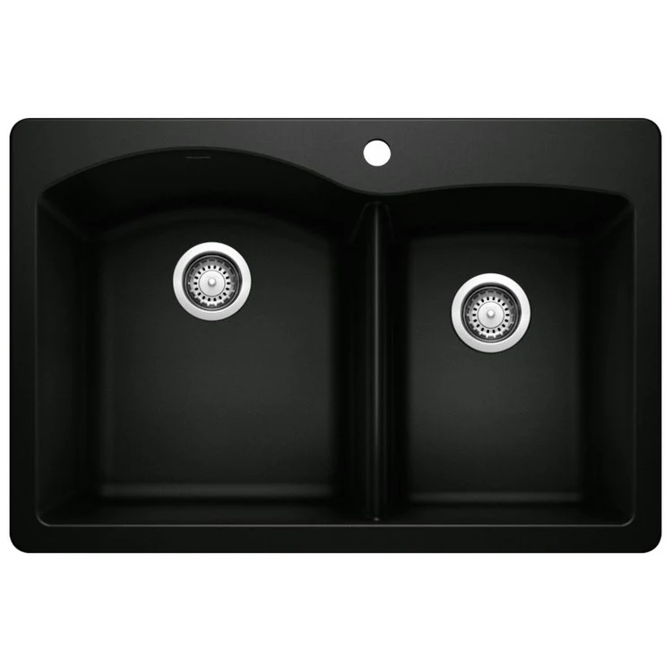 Kitchen Sink Diamond 33 x 22 Inch Double Bowl 1-3/4 Bowl 1 Hole Coal Black Drop-In/Undermount - Frankwebs