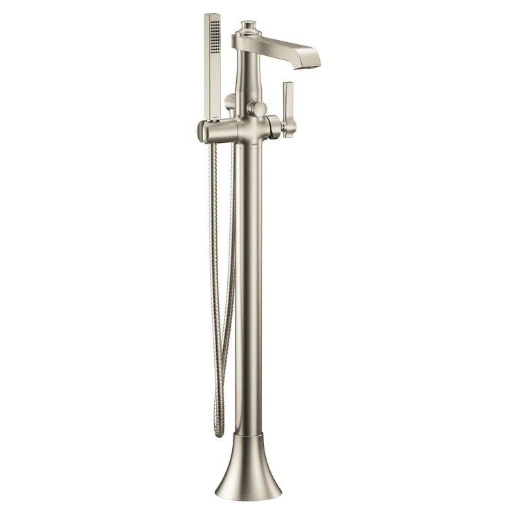 Tub Filler Flara Floor Mount with Handheld 1 Lever ADA Brushed Nickel - Frankwebs