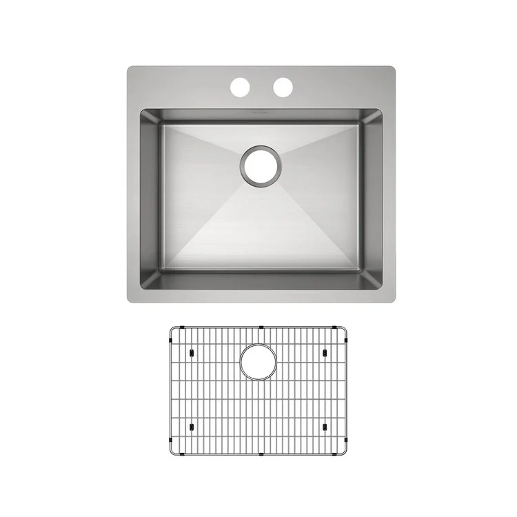 Kitchen Sink Crosstown 25 x 22 Inch Single Bowl 2 Hole Polished Satin Drop-In Undermount - Frankwebs