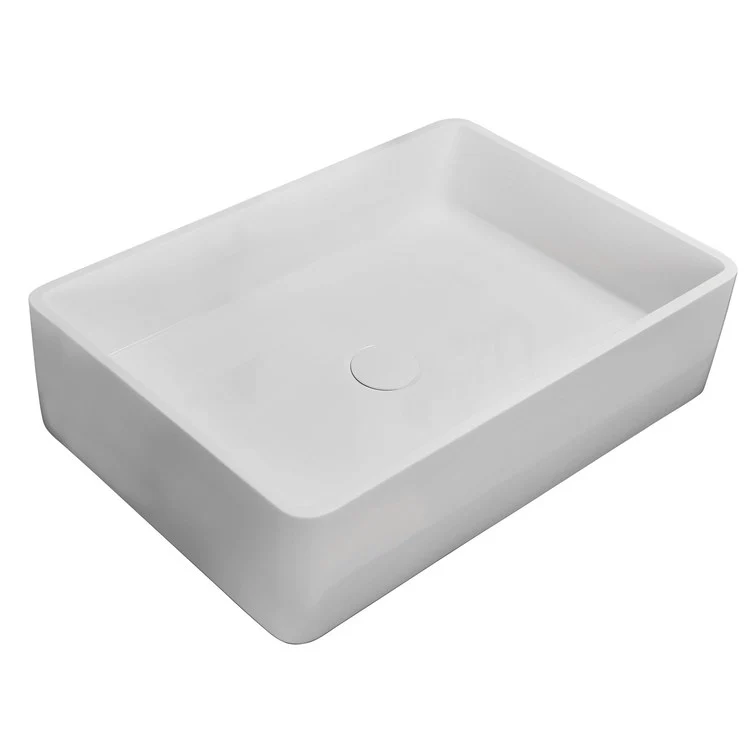 Vessel Leopold Rectangle 23-5/8 Inch White Gloss Resin - Frankwebs