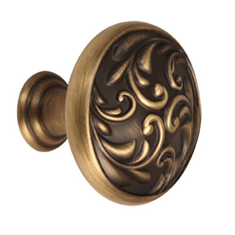 Knob Ornate Round Full Pattern Polished Brass Brass 1-1/2 Inch 1-1/4 Inch 11/16 Inch - Frankwebs