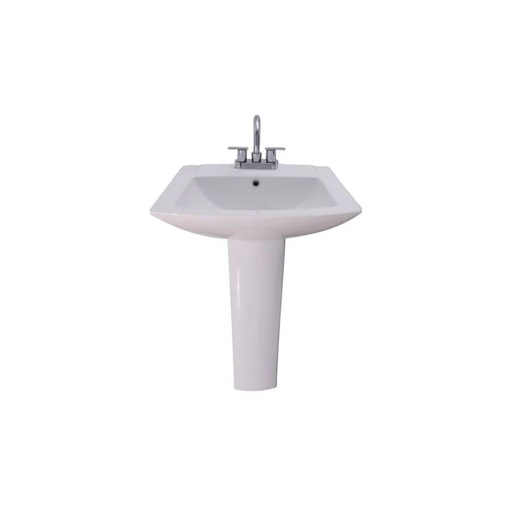 Pedestal Top Burke with Overflow 24-3/8 Inch White 4 Inch Spread Vitreous China Rectangle - Frankwebs