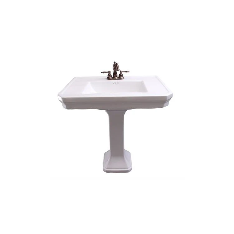 Pedestal Top Corbin with Overflow 32 Inch White 4 Inch Spread Vitreous China Rectangle - Frankwebs