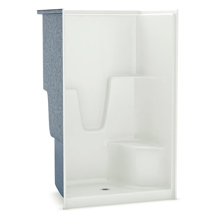 Shower Module 48 Inch AcrylX Biscuit 1 Pieces Right Hand Contoured Corner Seat 3-3/8 Inch Center Opening - Frankwebs