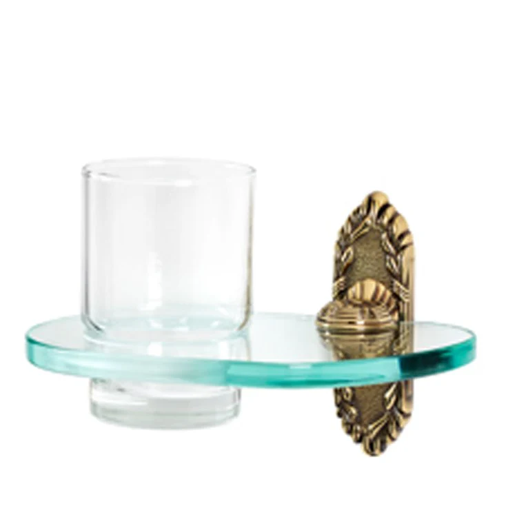 Tumbler Holder Ribbon & Reed Bath Polished Brass Includes Tumbler Wall Mount Brass/Glass 5 x 6-3/4 Inch - Frankwebs