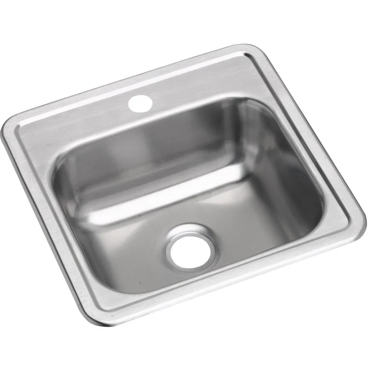 Bar Sink Dayton 15 x 15 Inch Single Bowl with Drain Opening 1 Hole ADA Satin Drop-In Square Drain Size 3-1/2 Inch - Frankwebs