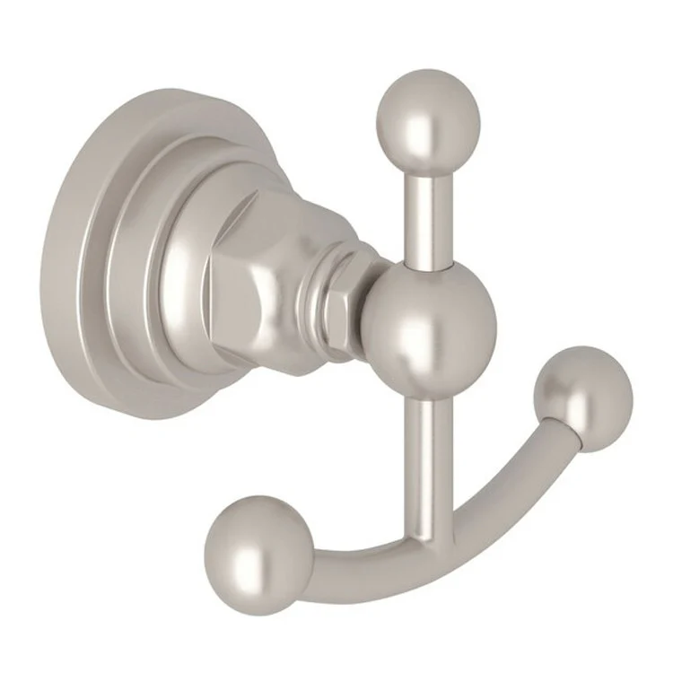 Robe Hook San Giovanni Double Satin Nickel 2-53/64 Inch Wall Mount Brass - Frankwebs