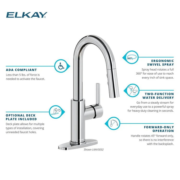 Bar Faucet Avado Deck Mount 1 Lever ADA Lustrous Steel Spout Type Pull Down - Frankwebs