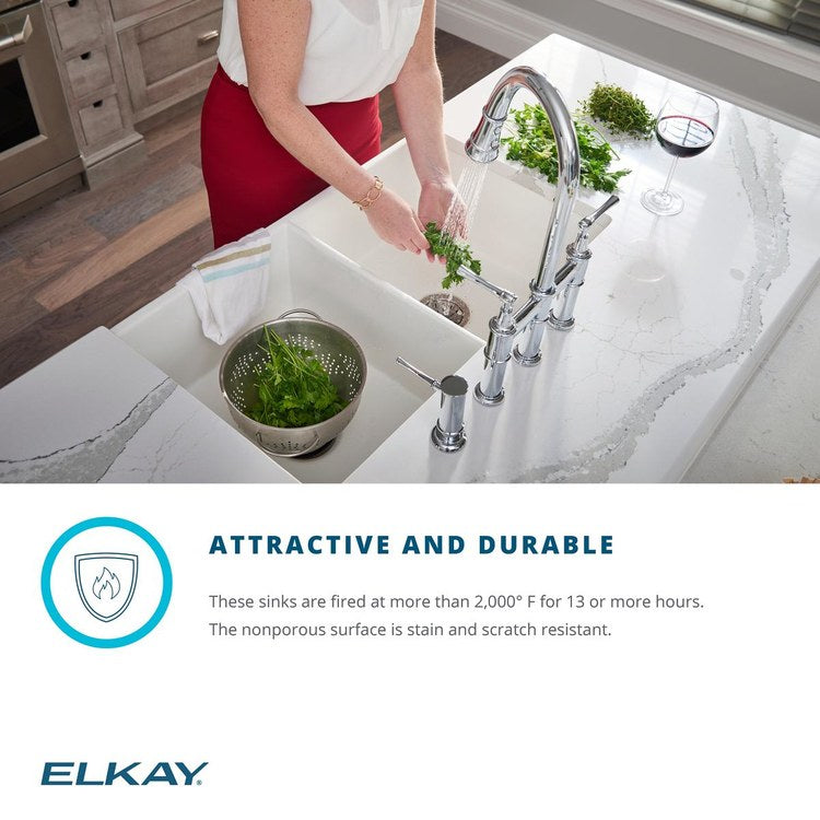 Kitchen Sink Fireclay 33 x 20 Inch Double Bowl Equal Kit Apron Front with Faucet ADA White Farmhouse Rectangle Drain Location Center Depth 10-1/8 Inch - Frankwebs