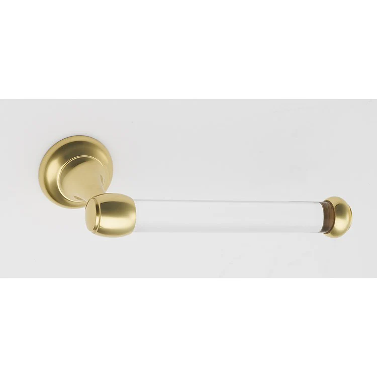 Toilet Paper Holder Royale Acrylic Bath Single Post Satin Brass 7-1/16 Inch 3-1/8 Inch Wall Mount - Frankwebs