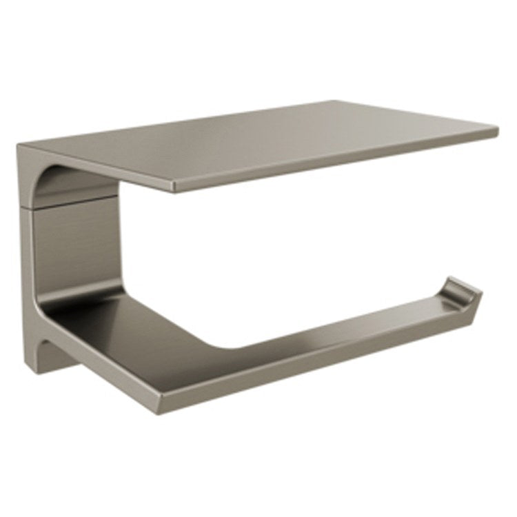 Toilet Paper Holder Pivotal Open with Shelf Brilliance Stainless Metal 6-15/16 Inch 3-15/16 Inch Wall Mount - Frankwebs