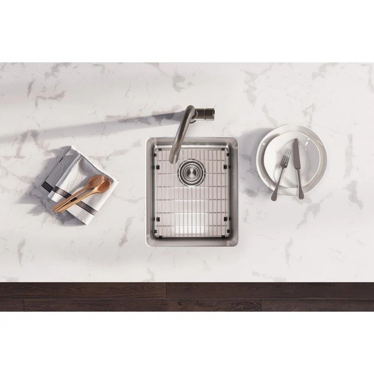 Kitchen Sink Lustertone Iconix 16 x 18.5 Inch Single Bowl Kit Luminous Satin Undermount Drain Location Rear Center - Frankwebs