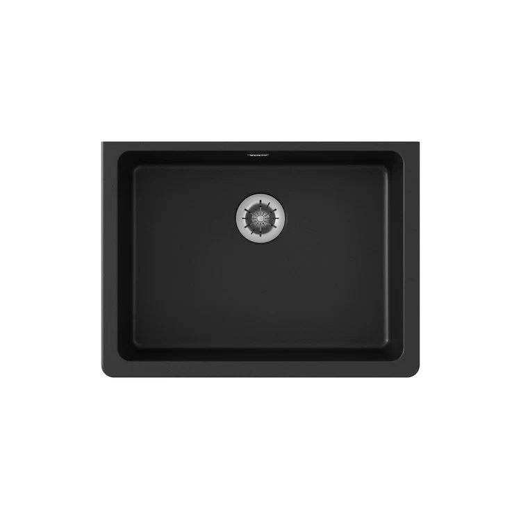 Kitchen Sink Quartz Classic 25 x 18.5 Inch Single Bowl with Perfect Drain ADA Black Undermount Rectangle Drain Location Rear Center Depth 5-1/2 Inch - Frankwebs