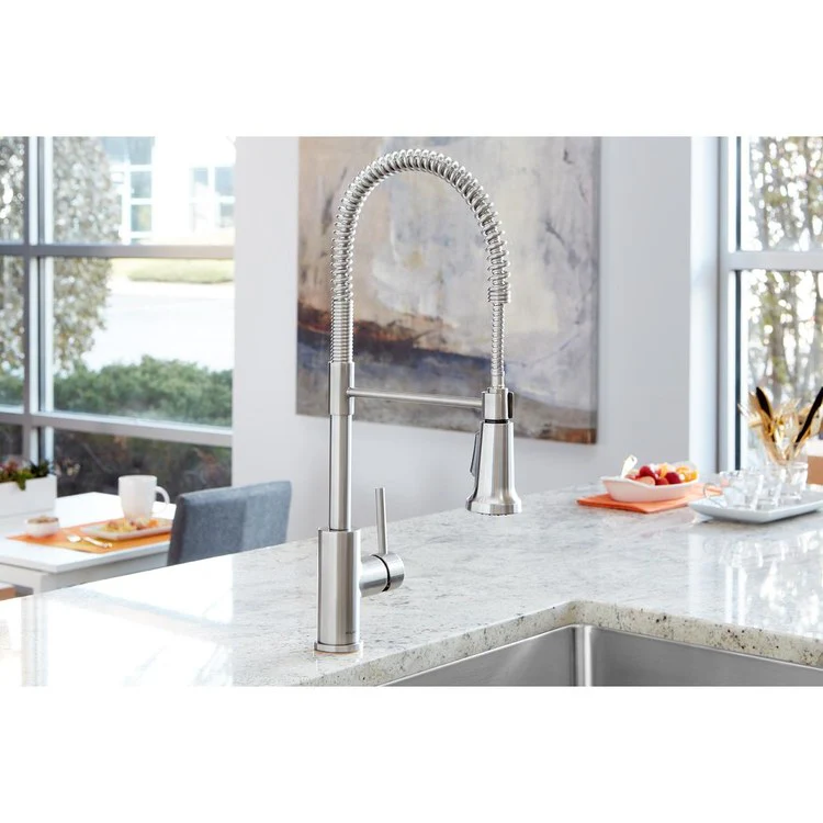 Kitchen Faucet Avado Deck Mount 1 Lever ADA Lustrous Steel Semi-Pro 1 Hole Spout Height 21-11/16 Inch - Frankwebs