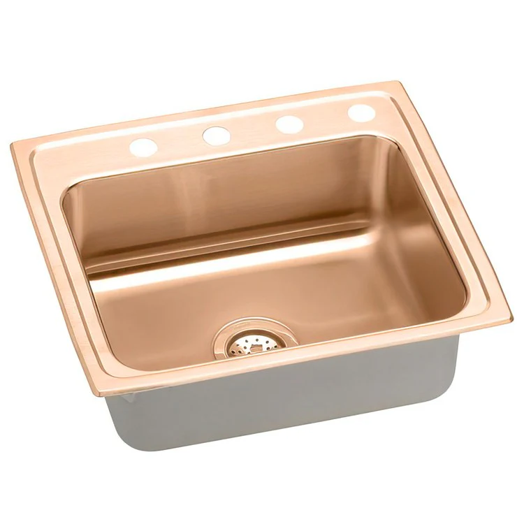Kitchen Sink 22 x 19.5 Inch Single Bowl ADA Copper Drop-In Rectangle Drain Location Rear Center Depth 5-1/2 Inch Full Spray Sides and Bottom - Frankwebs
