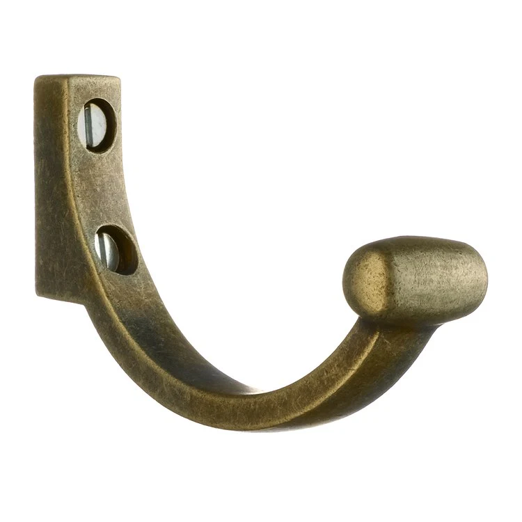 Hook Single Brass 3 x 1 x 1-3/4 Inch 1-3/4 Inch Wall Mount Brass - Frankwebs