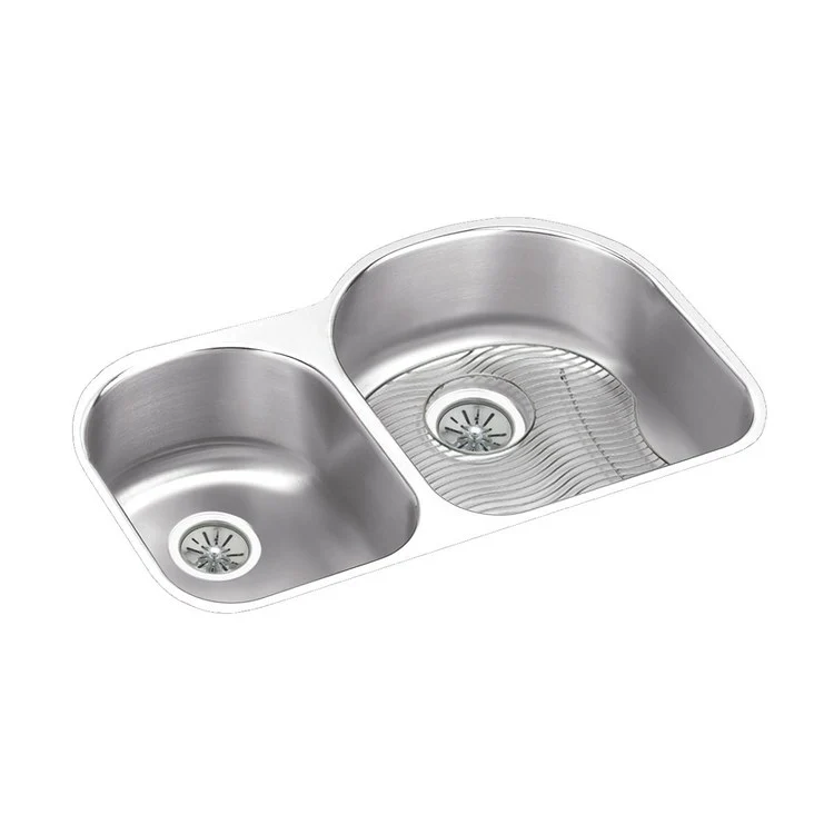 Kitchen Sink Harmony 31 x 20 Inch Double Bowl Offset 40/60 Kit Lustrous Highlighted Satin Undermount 10 Inch - Frankwebs