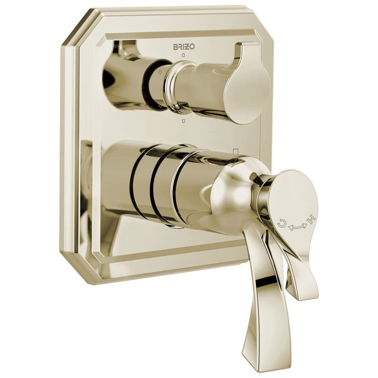 Thermostatic Trim Virage with Integrated 6 Function Diverter 3 Lever Brilliance Luxe Gold ADA Metal - Frankwebs