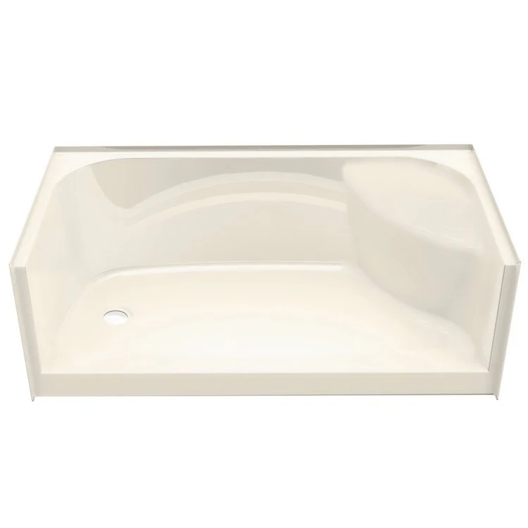 Shower Base Alcove Biscuit 59-3/4 x 33-1/2 Inch AcrylX Right Drain - Frankwebs